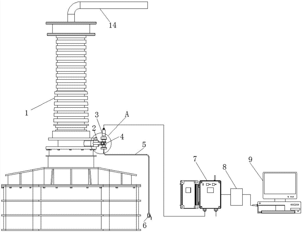 Pressure on-line monitoring system for 750kV high-voltage insulating sleeve