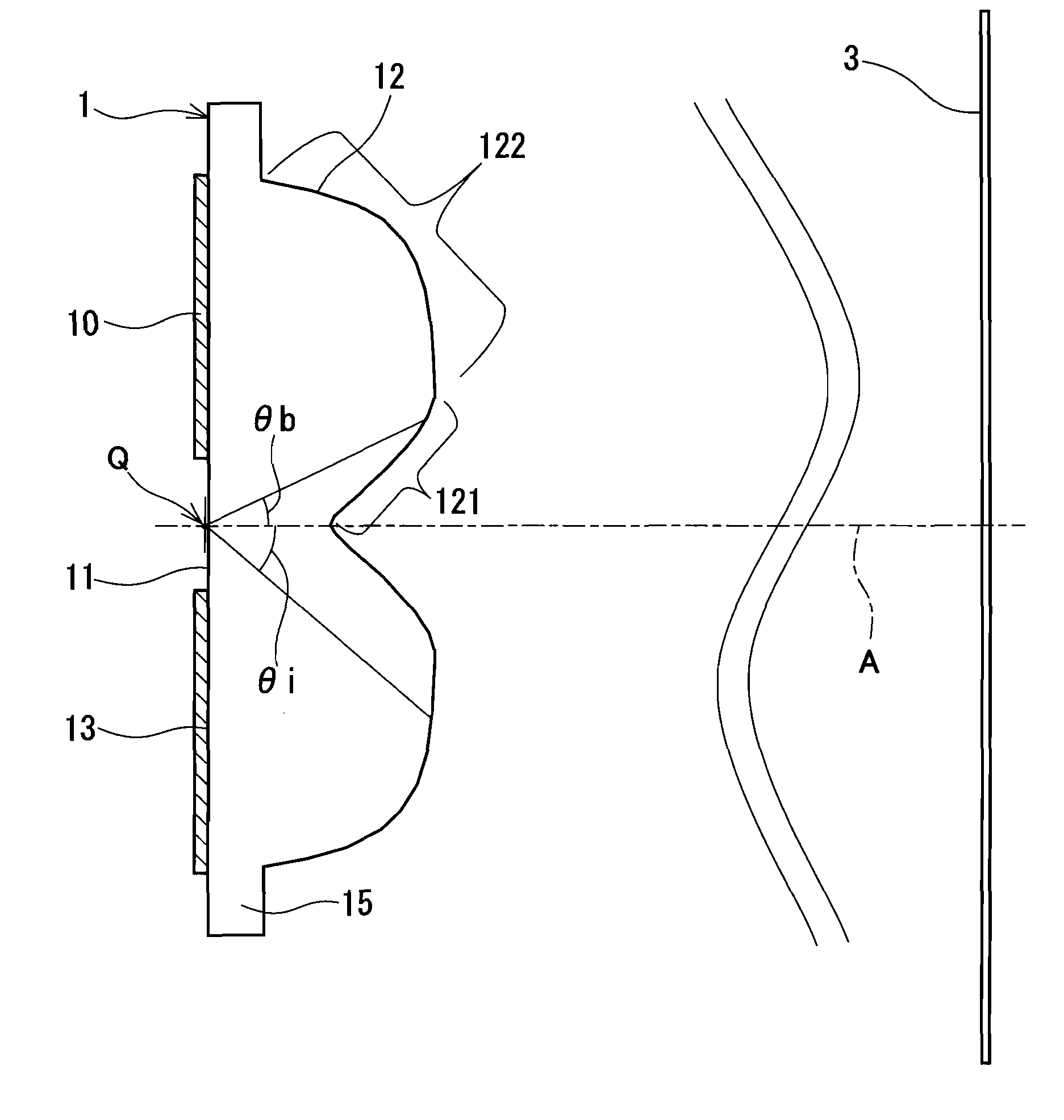 Illuminating lens, lighting device, surface light source, and liquid-crystal display apparatus