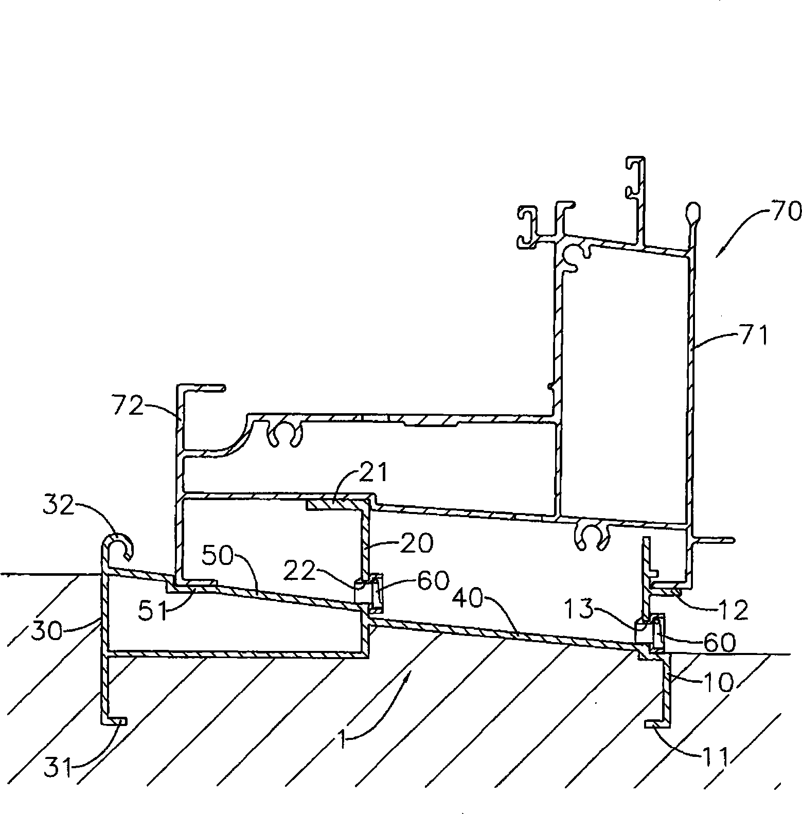 Bottom framework of flat window