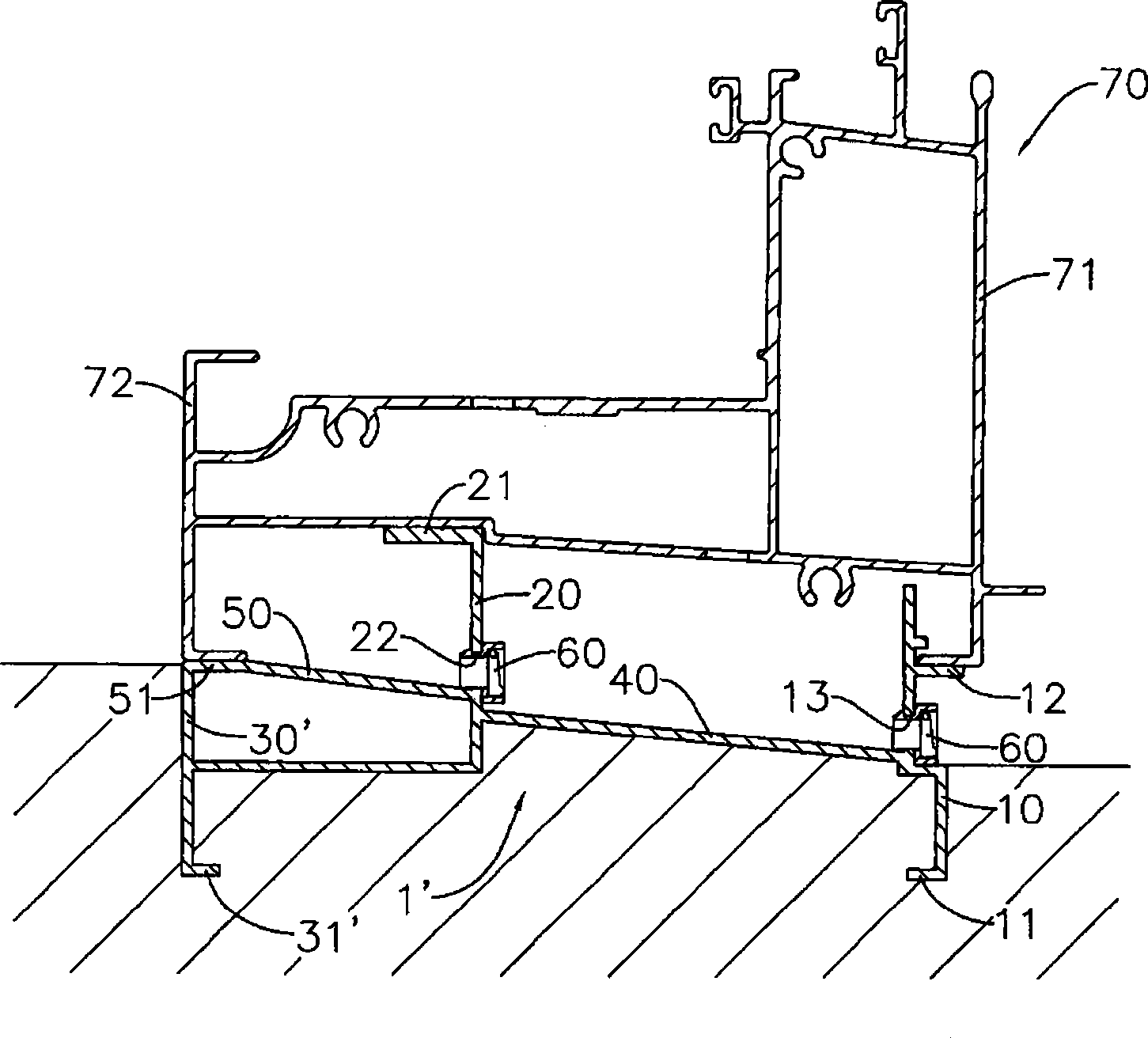 Bottom framework of flat window