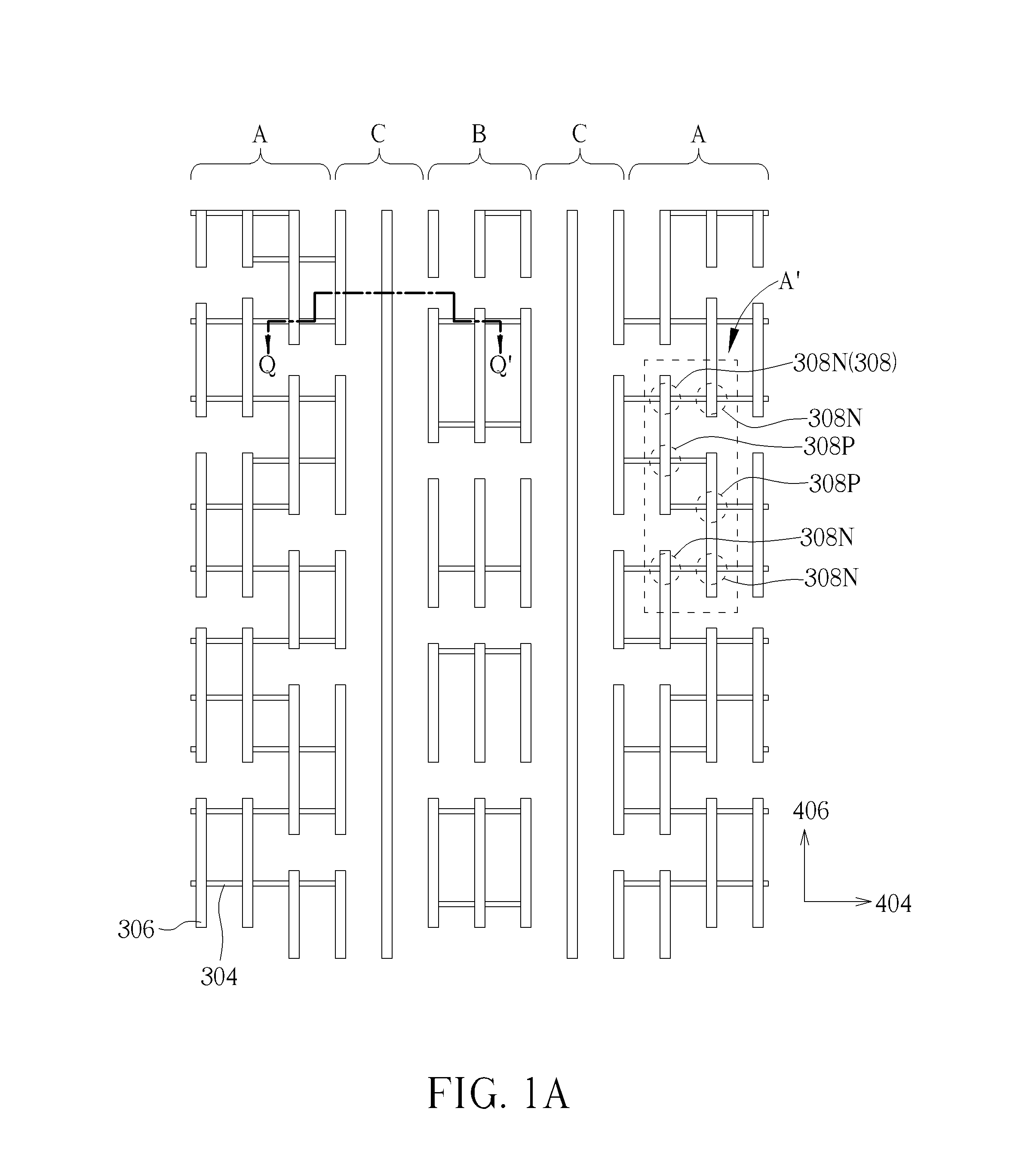 Semiconductor structure having a center dummy region