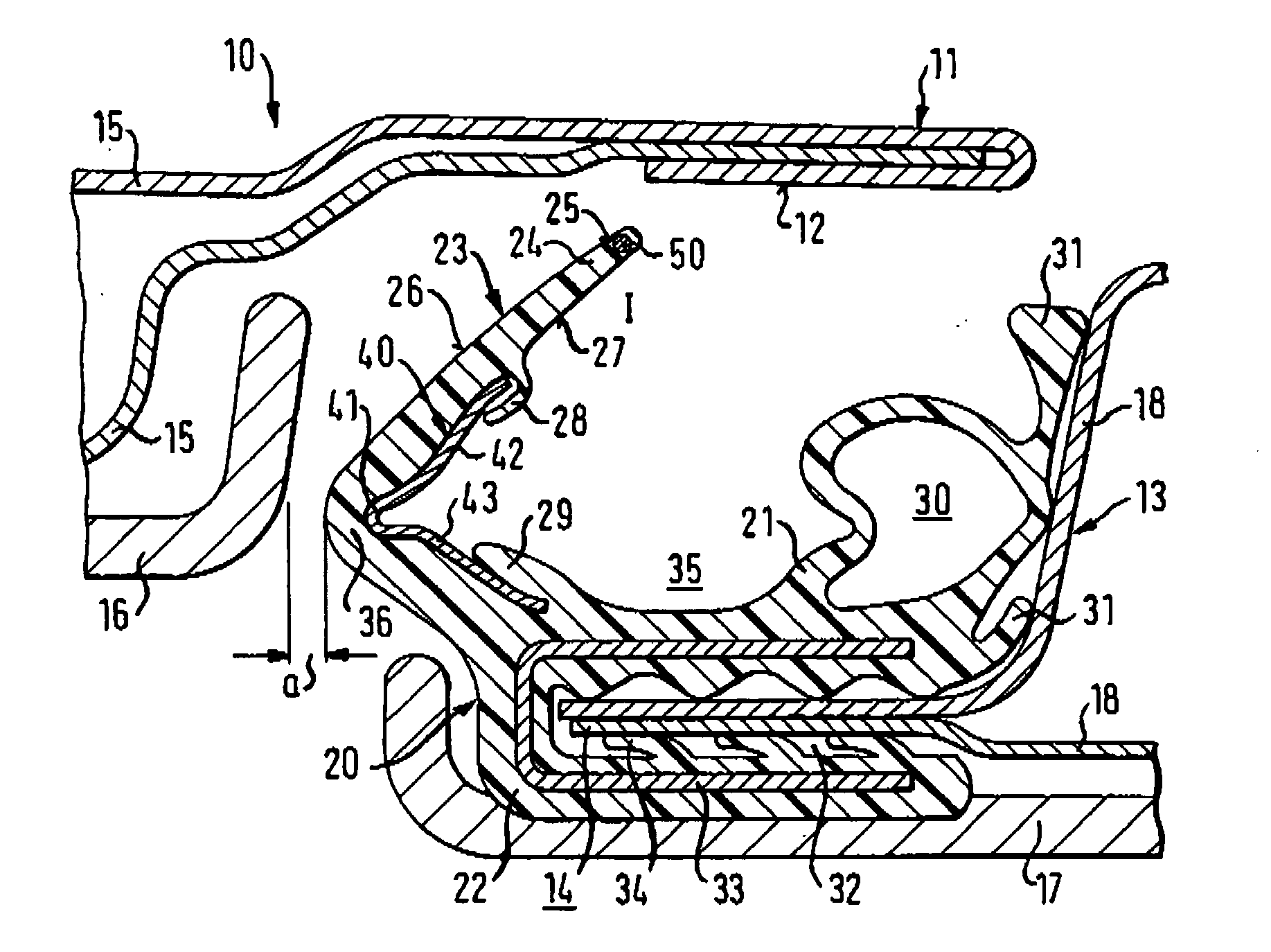 Sealing device especially for sealing the folding roof of a car