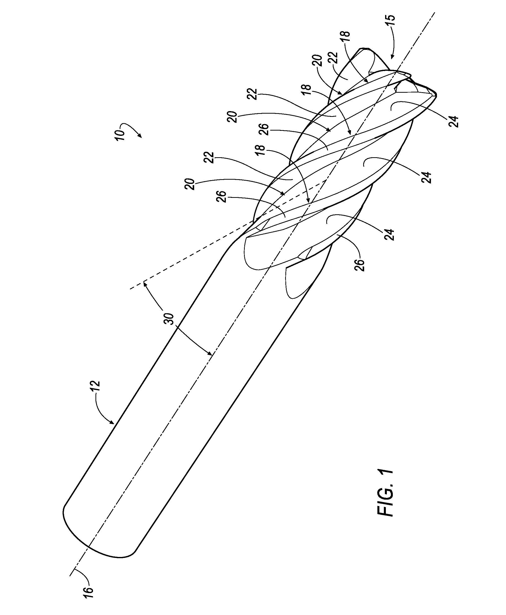 End mill with high ramp angle capability