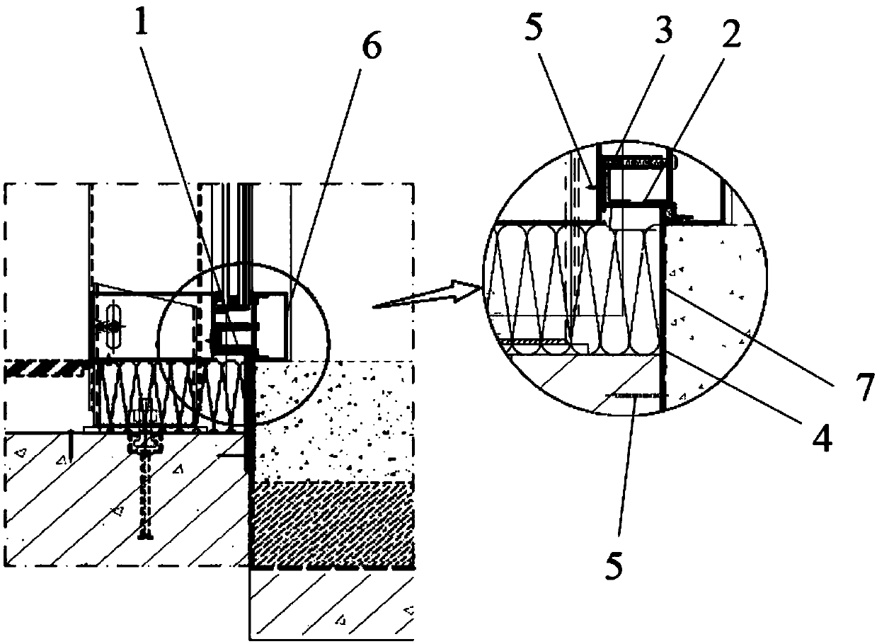 A method for using a waterproof board device at the joint position between the first layer of a curtain wall and a structure