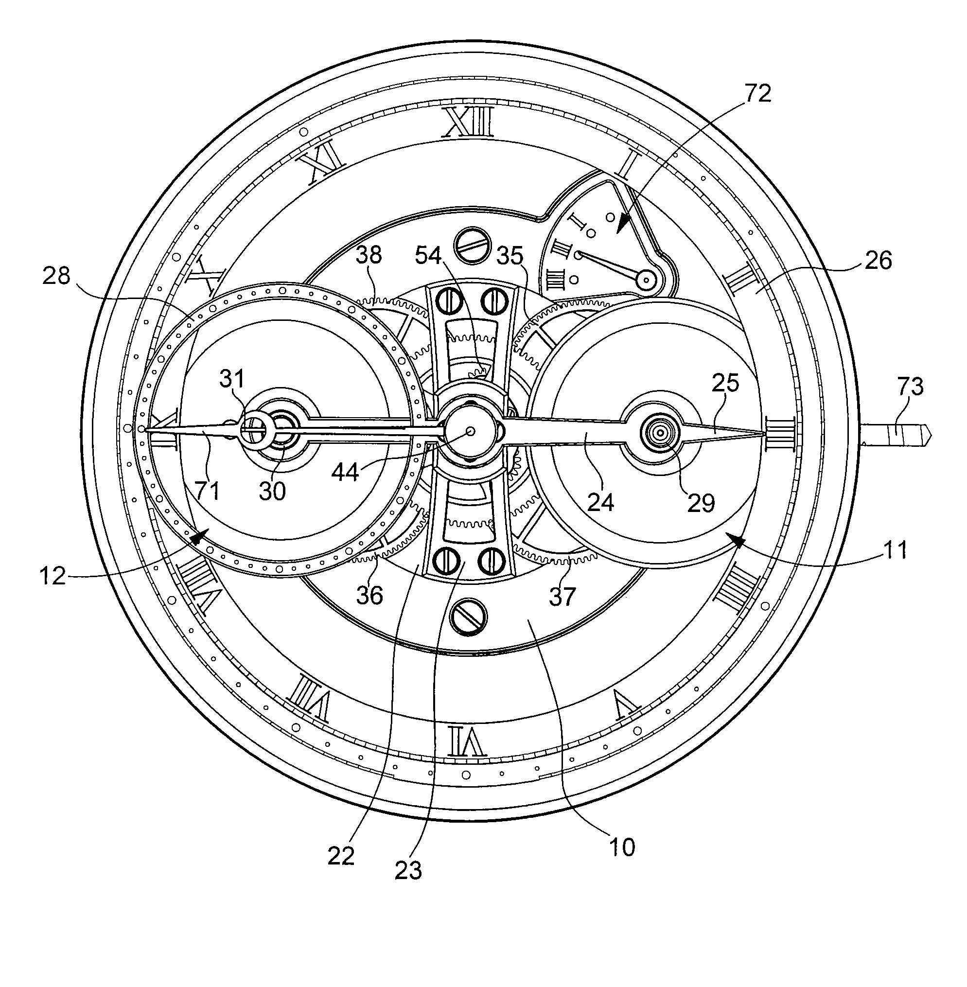 Watch comprising two tourbillons