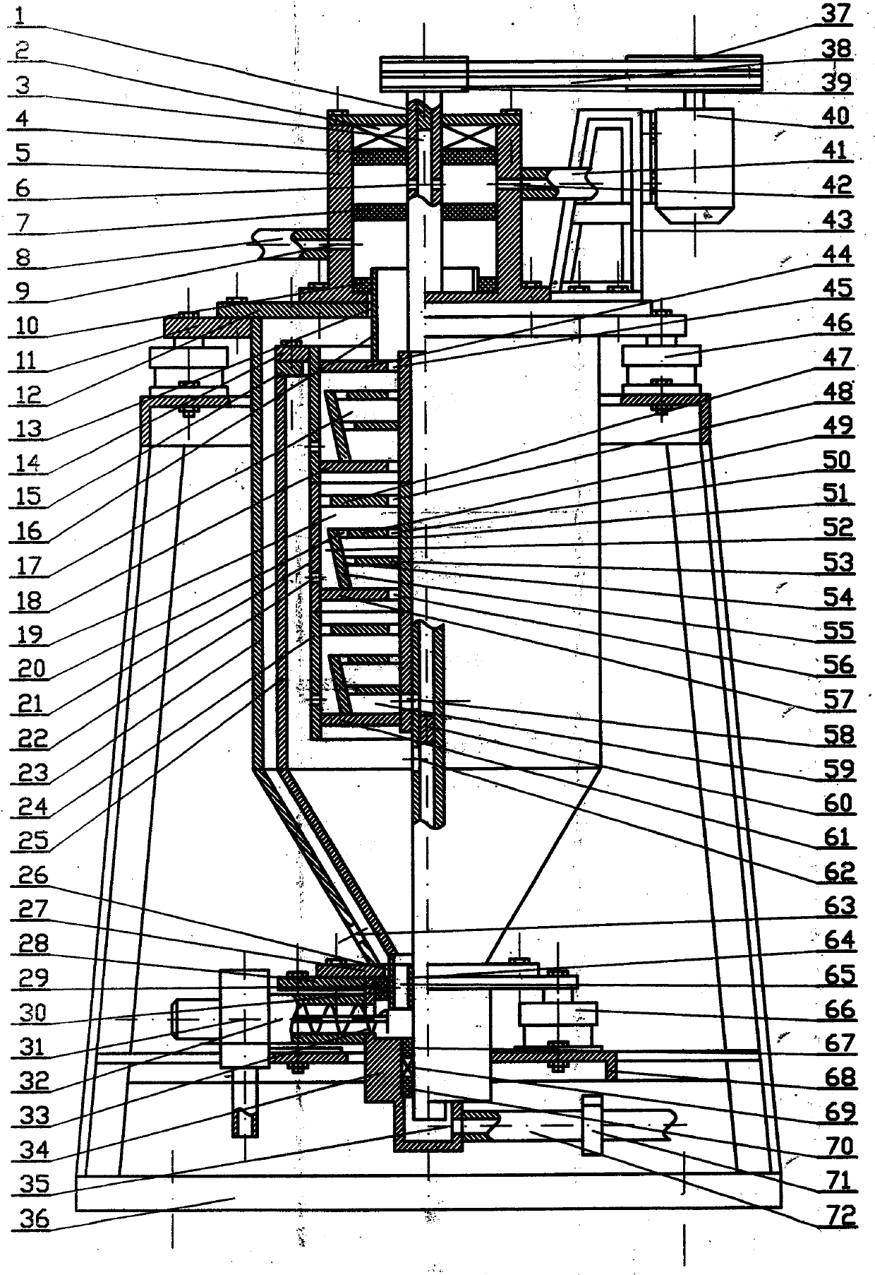 Multi-stage disc type solid-liquid separator or dust collector