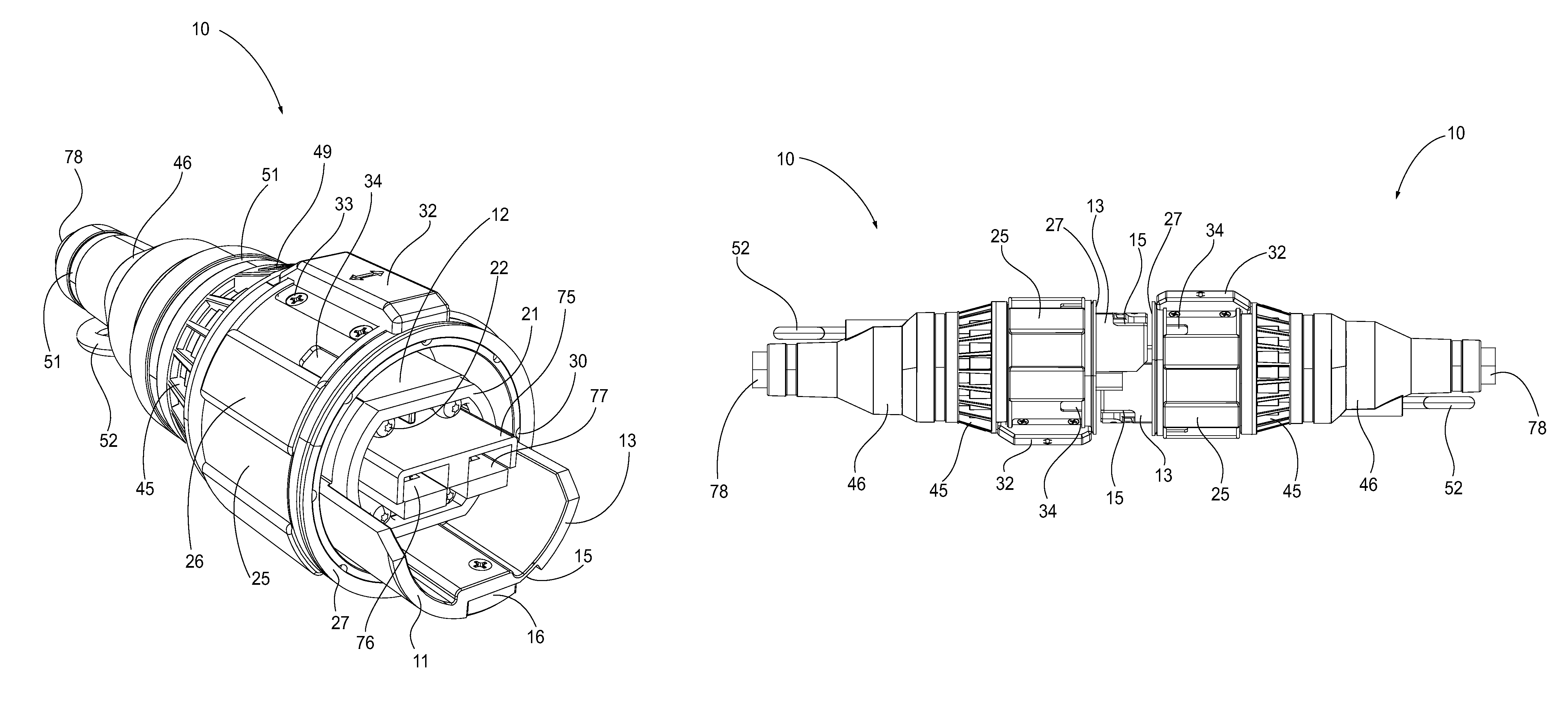 Two mating electrical power connector assemblies having identical configurations