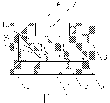 Continuous extrusion mold for C-shaped slot row