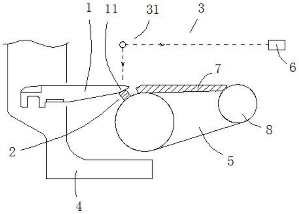 A transition device for the exit guide position of the finishing mill