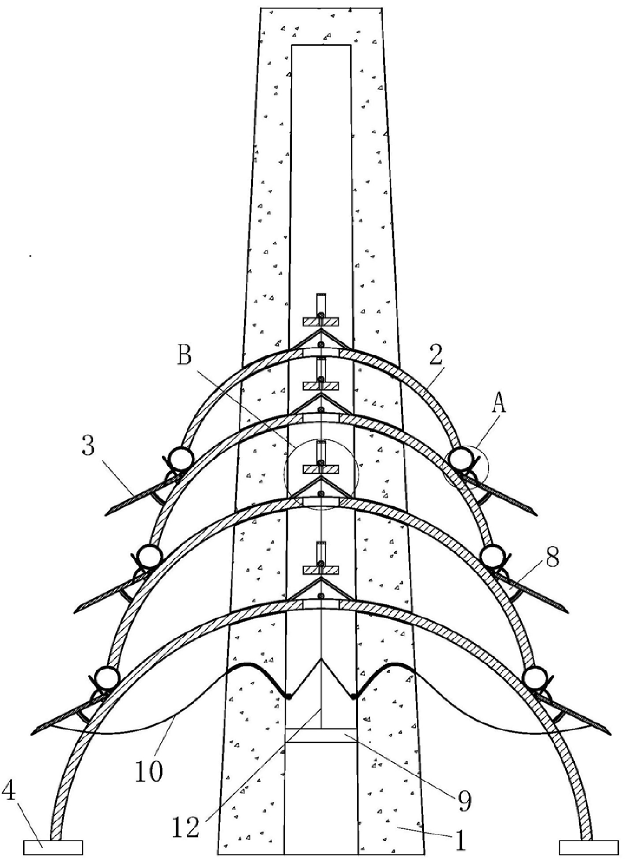 Hollow sandwich high-strength steel pipe concrete telegraph pole