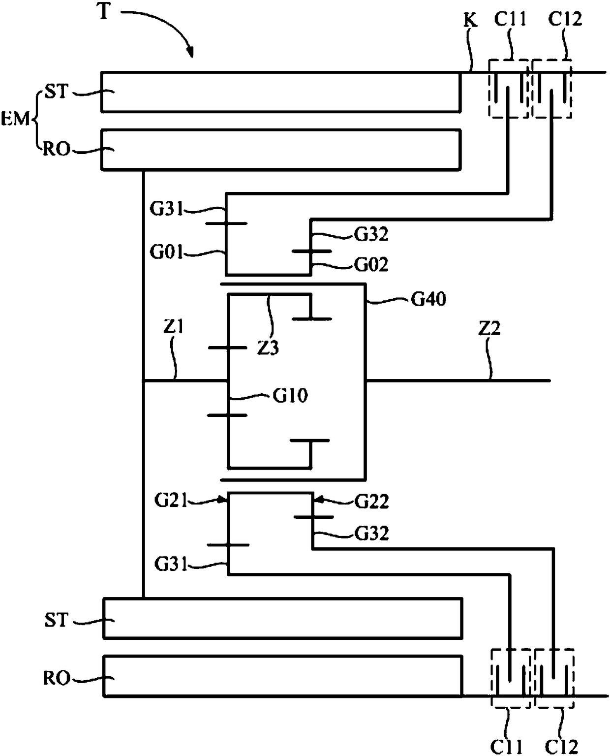 Electric drive speed changing structures and automobile