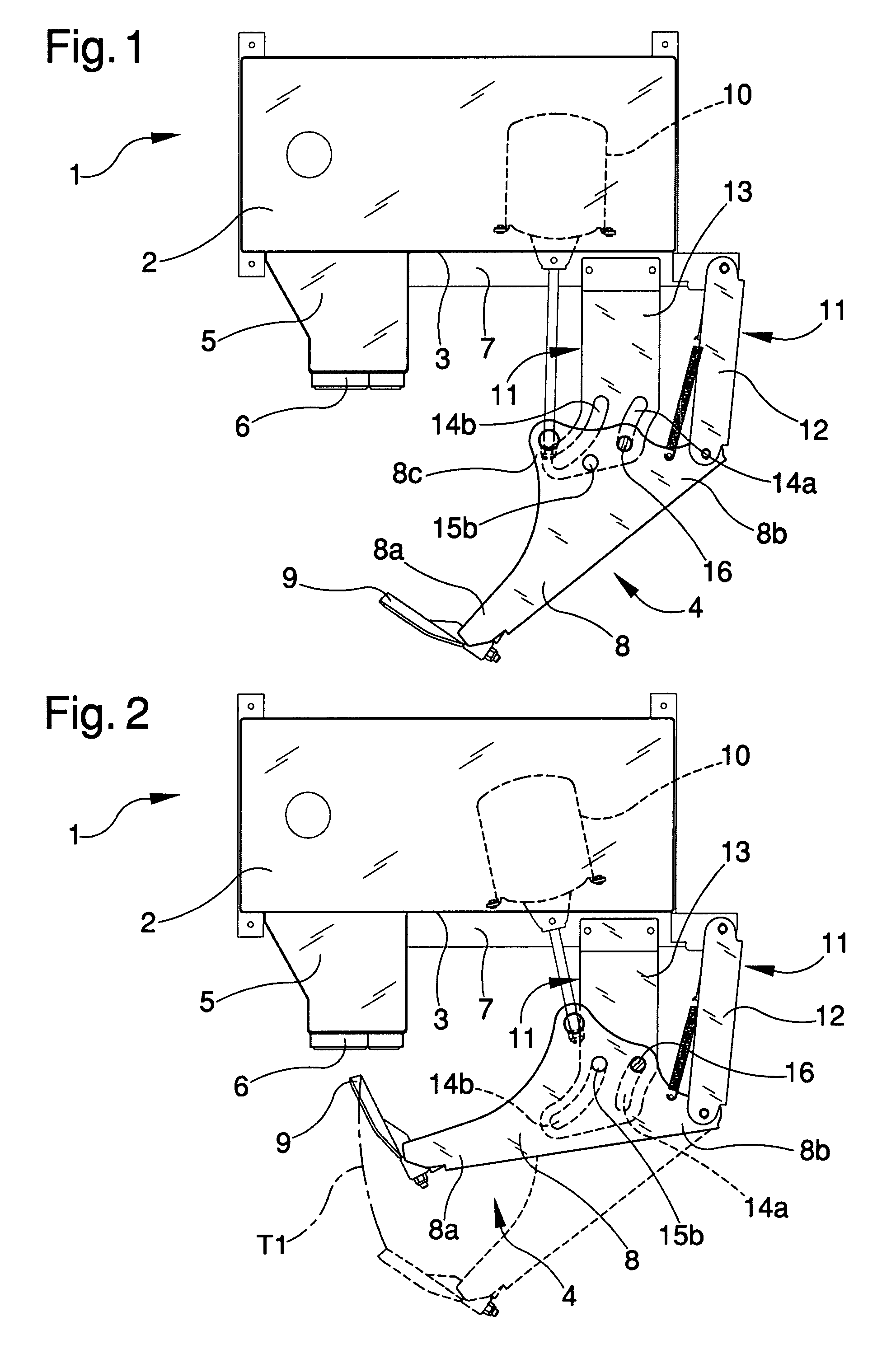 Bead breaking unit for tire changing machines