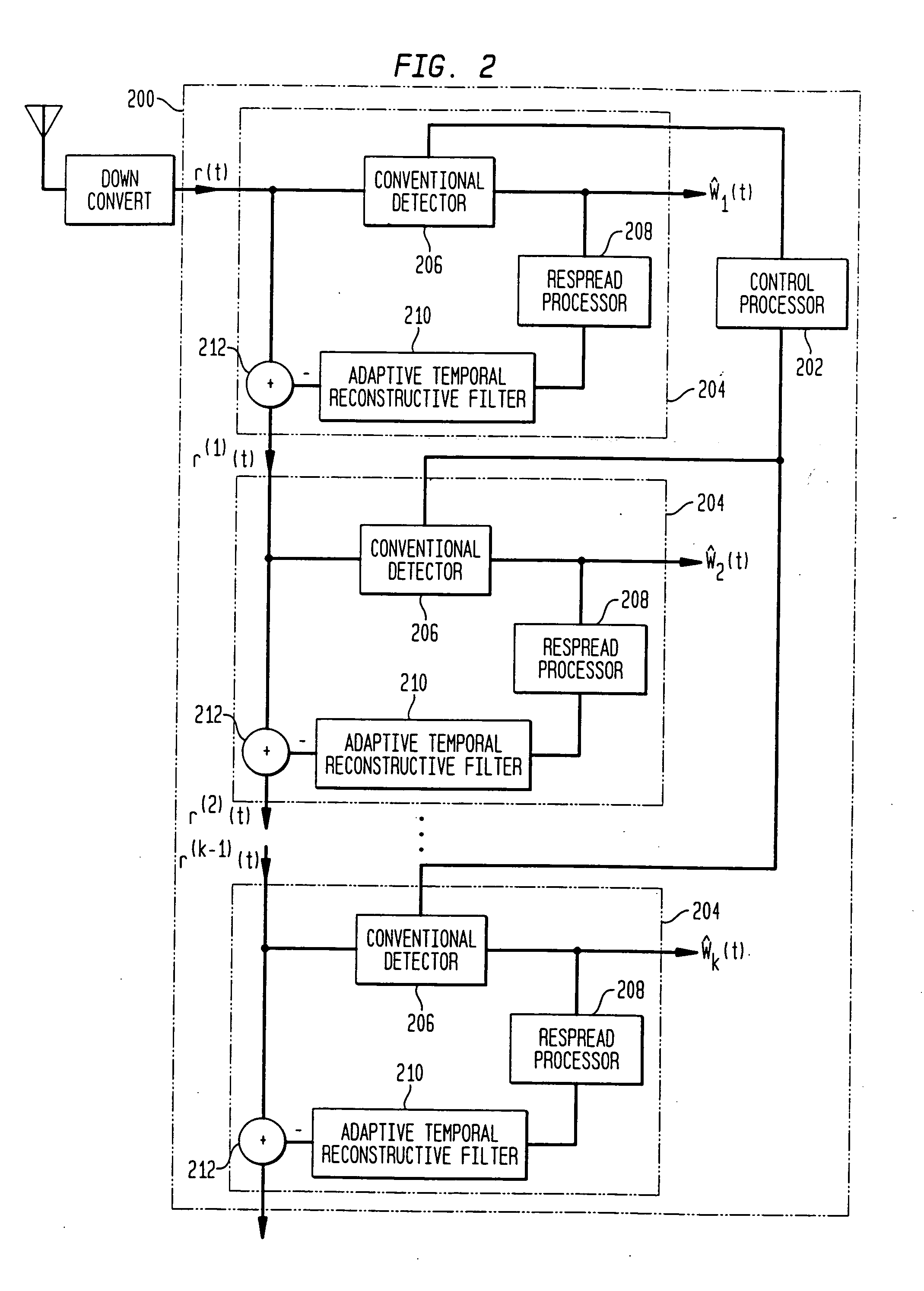 Combined adaptive spatio-temporal processing and multi-user detection for CDMA wireless systems