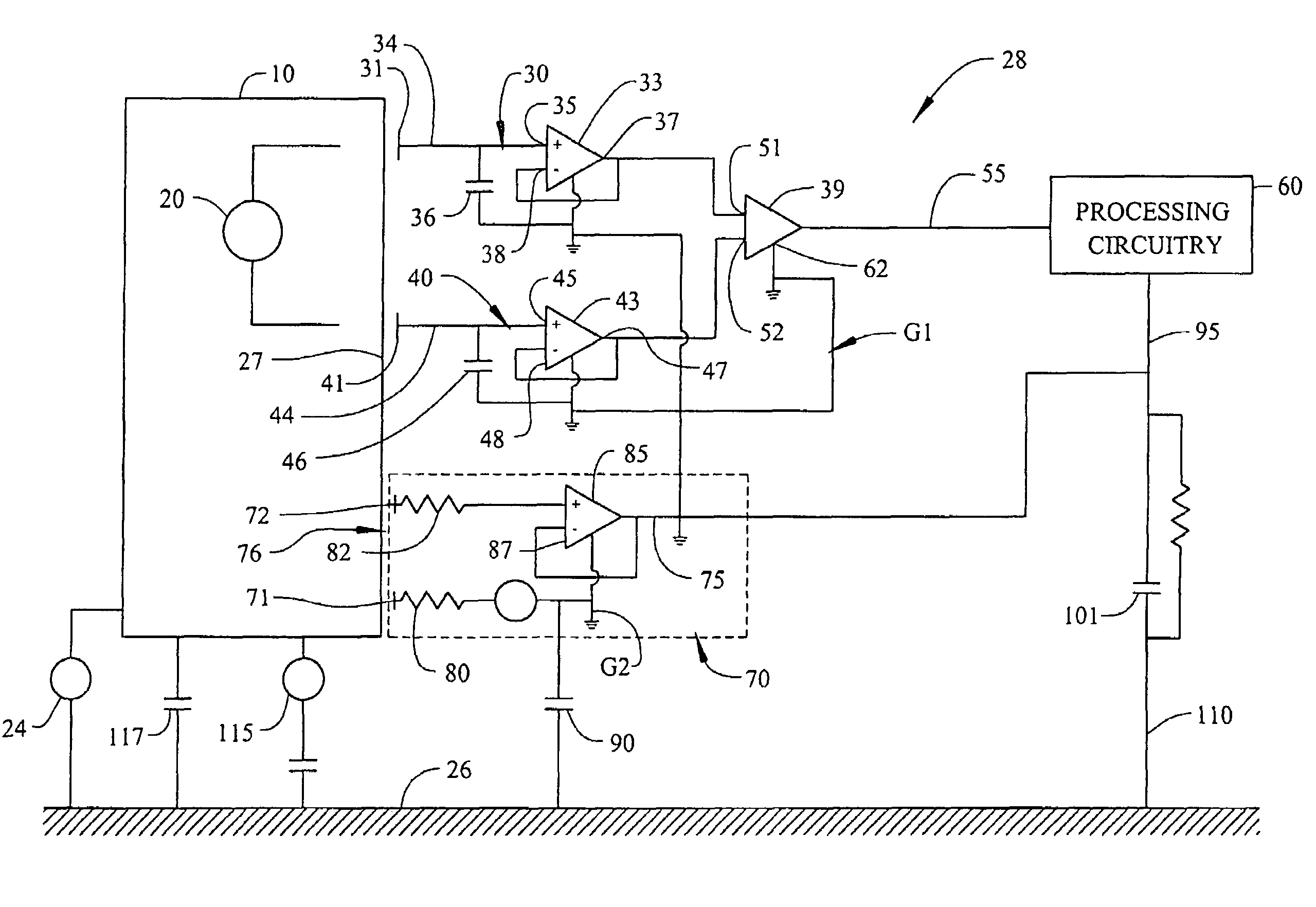 Sensor system for measuring an electric potential signal of an object