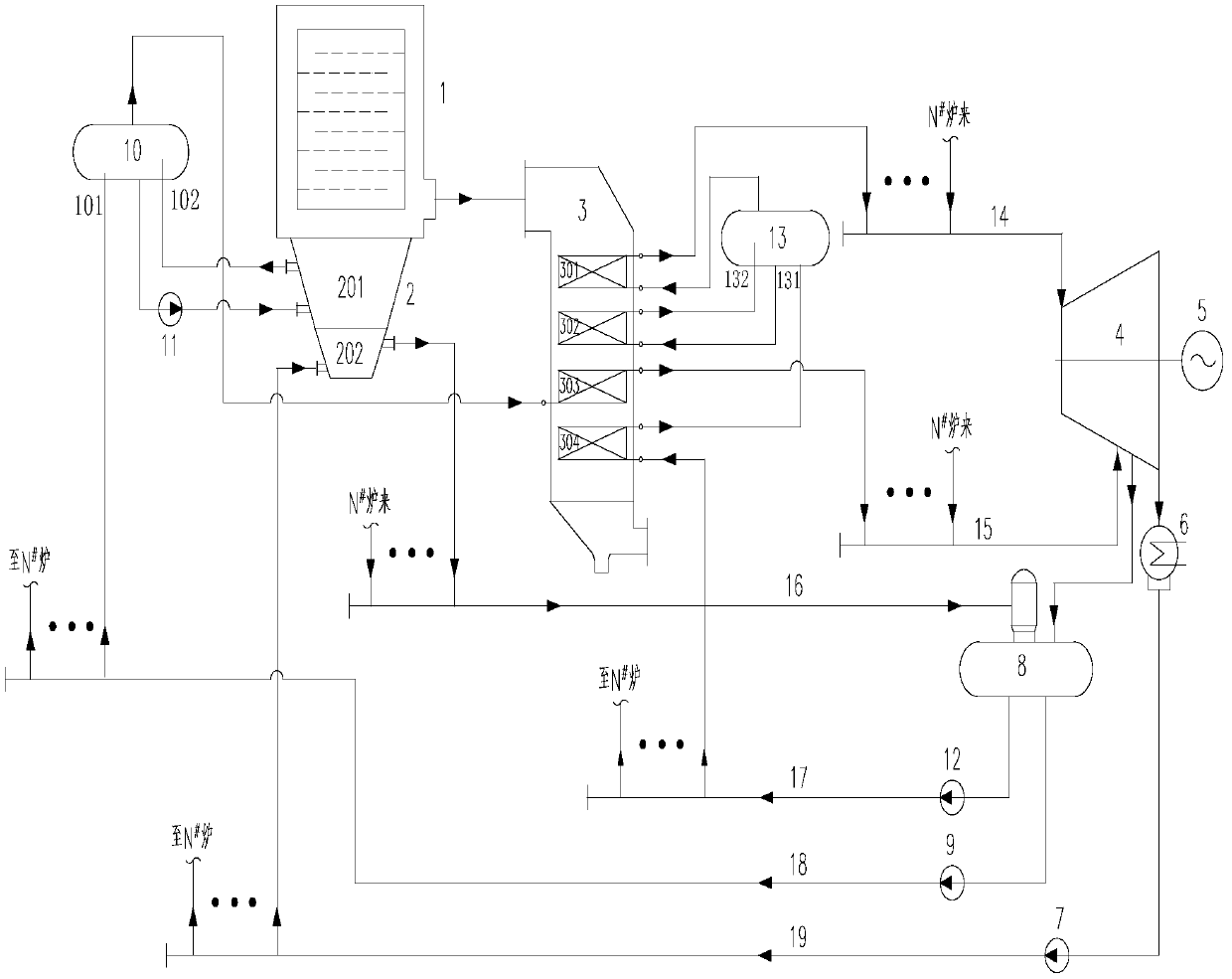 Tank calciner waste heat power generation system based on mother tube