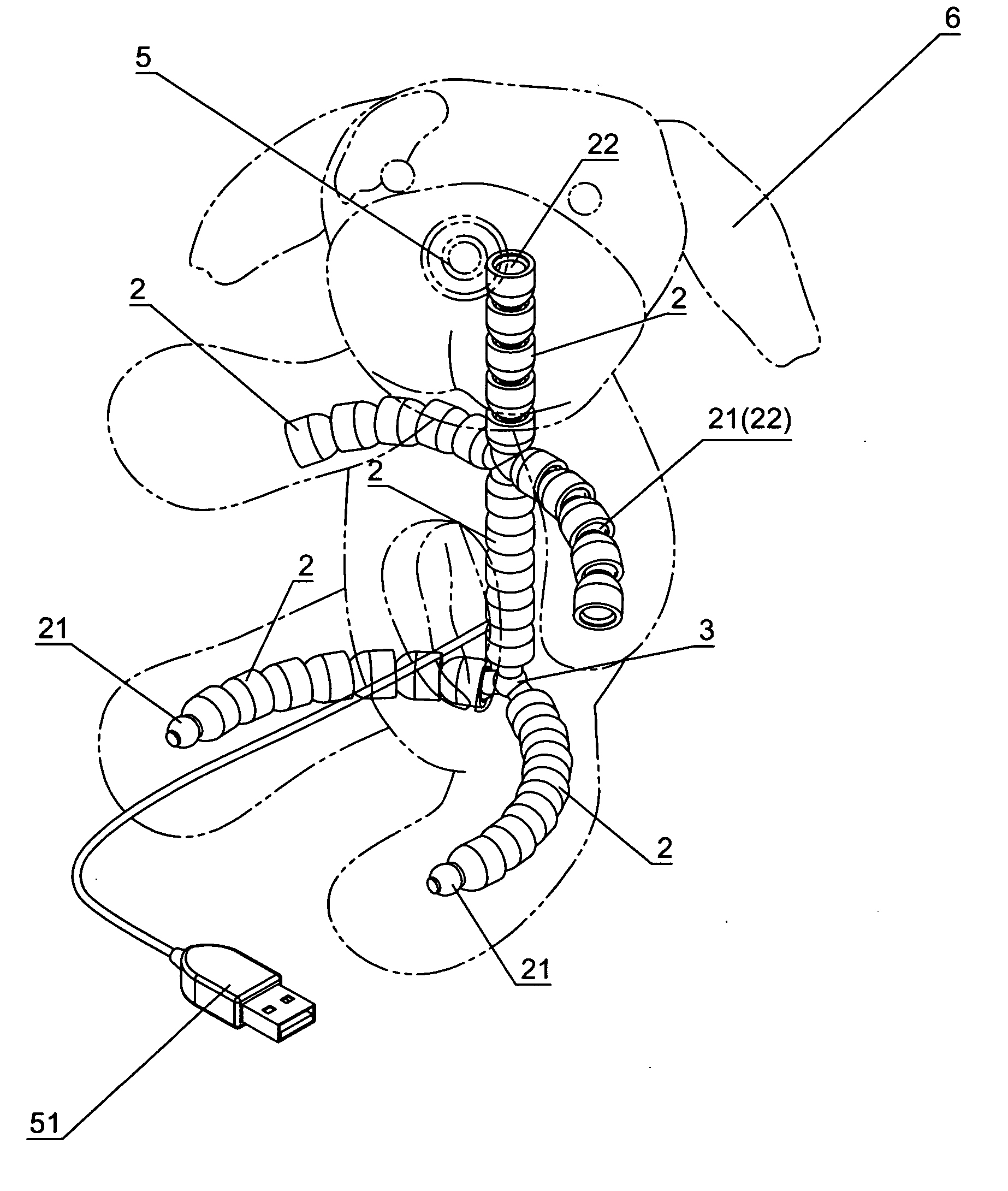 PC camera direction positioning structure concealed in filling toy