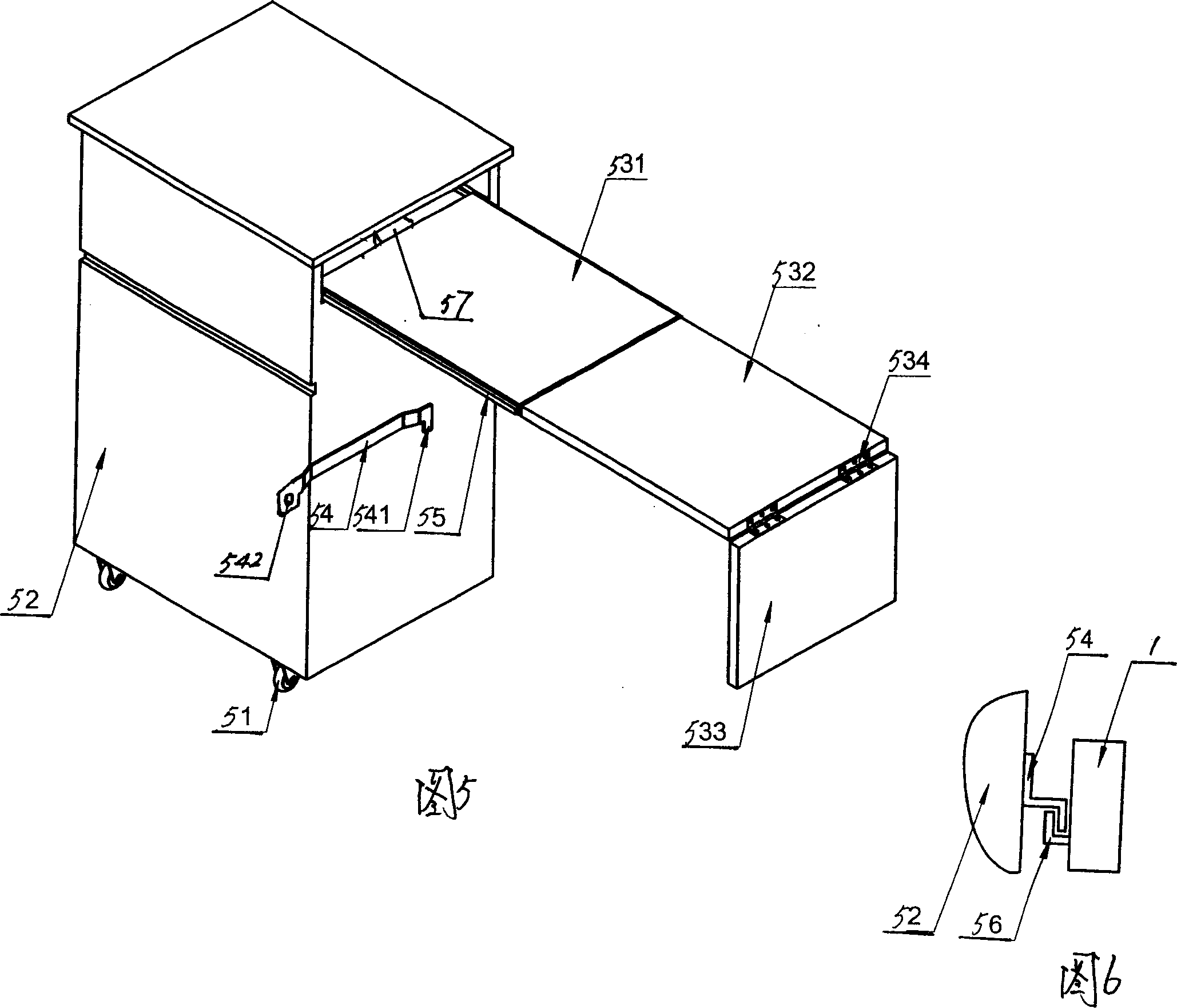 Bed with liftable back and movable bedside cabinet