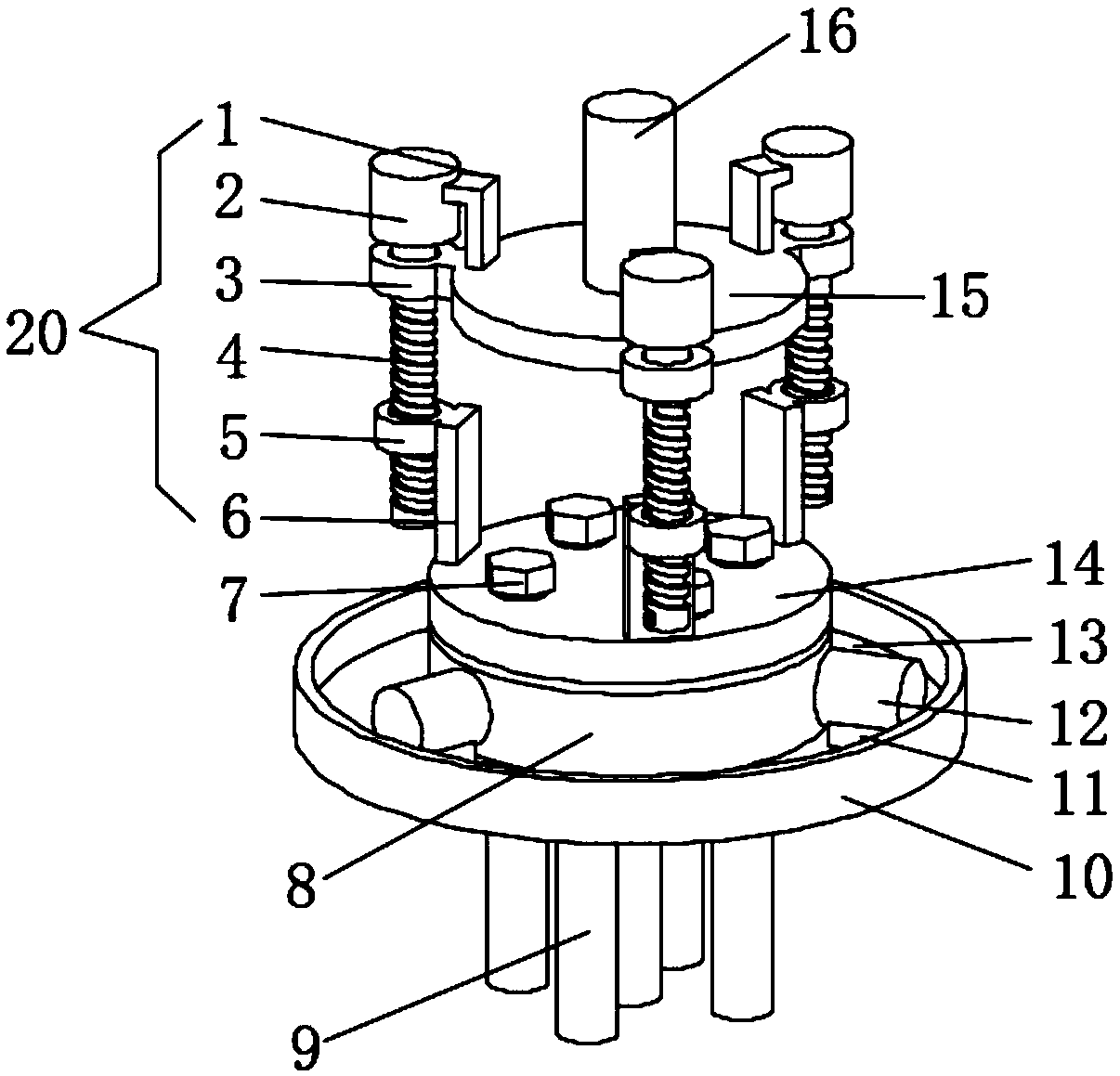 Slab bridge pier column concrete vibration device