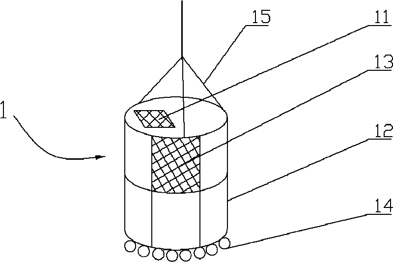 Method and device for cage propagation of Portunus trituberculatus Miers in coastal mudflat pond