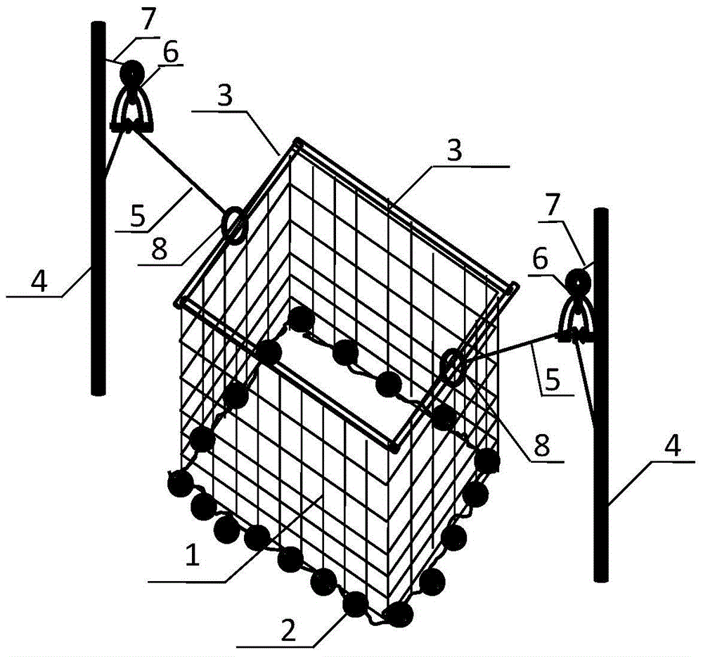 A pull-type fixed net for measuring the density of tidal flat fish and its application method