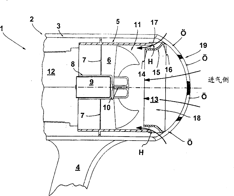 Warm air hair care device