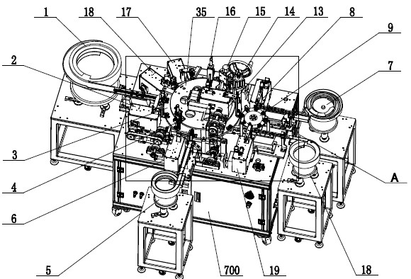 Novel tact switch assembling machine