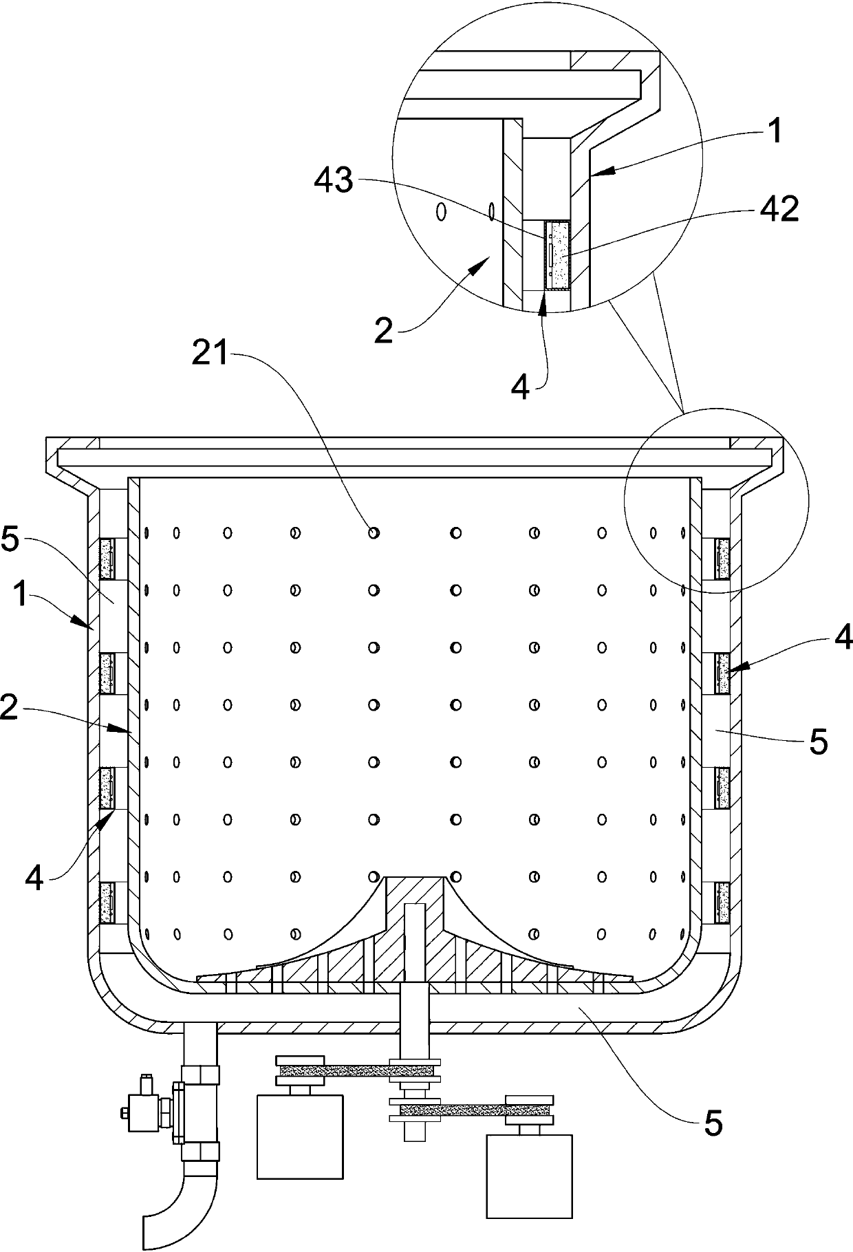 Ultrasonic washing drum device of washing machine