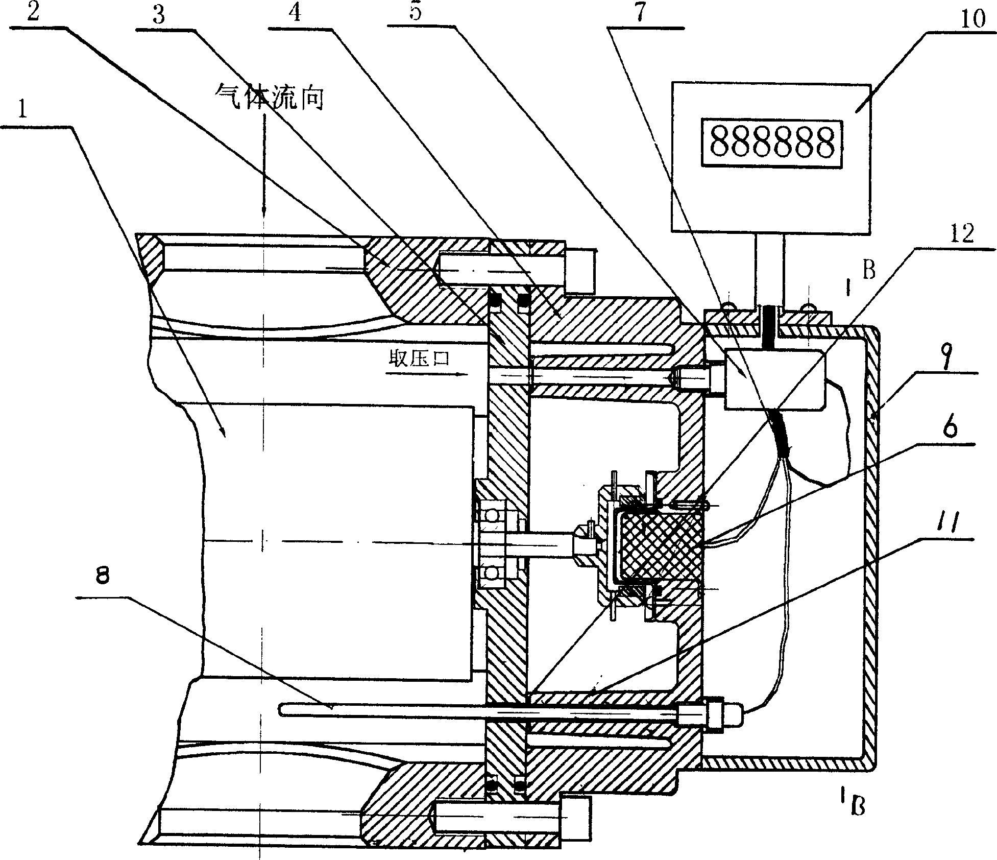 Built in gas flow meter and temperature pressure compensation transmission method