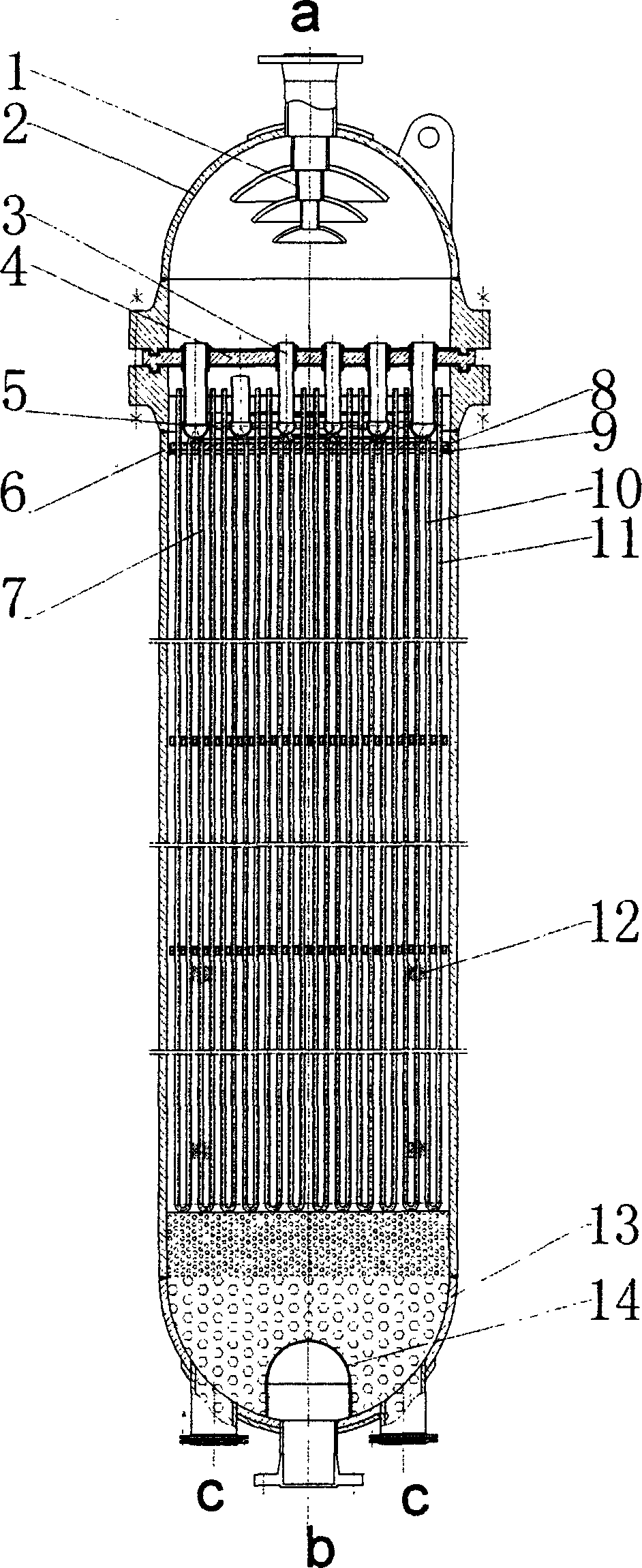 U shape tubular isothermal low-temperature methanol synthesis tower