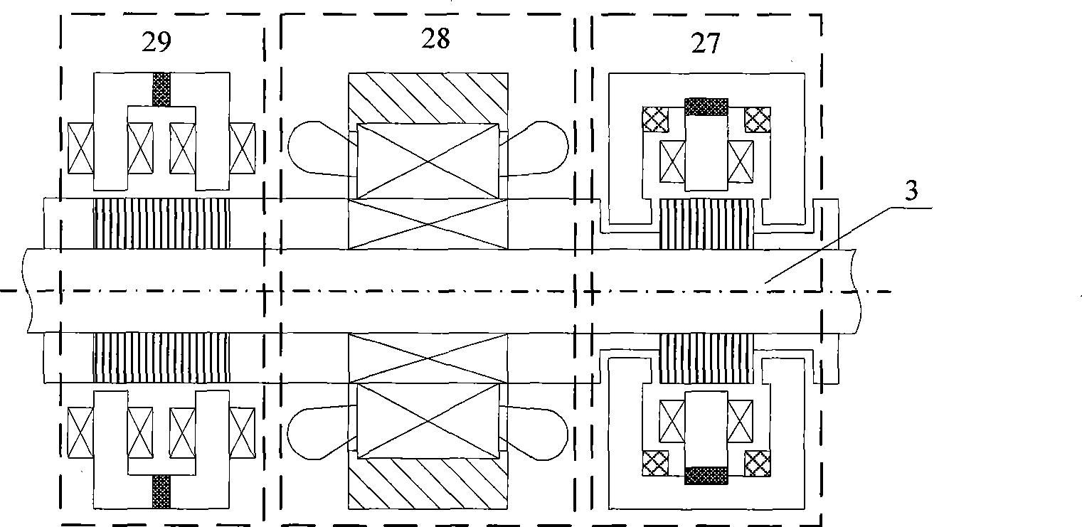 High speed electric principal shaft supported by AC mixing magnetic bearing