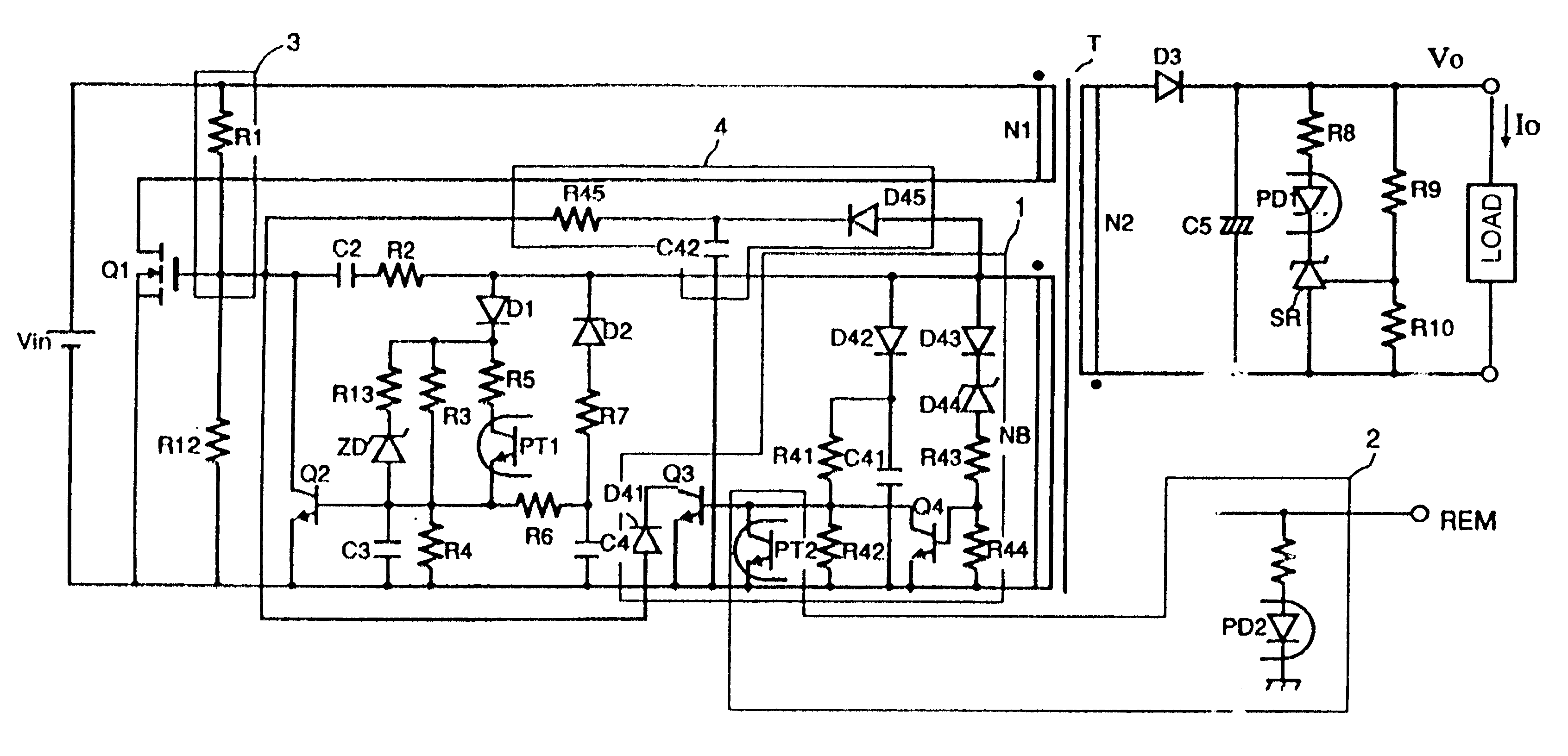 RCC power supply with remote disabling of oscillation frequency control