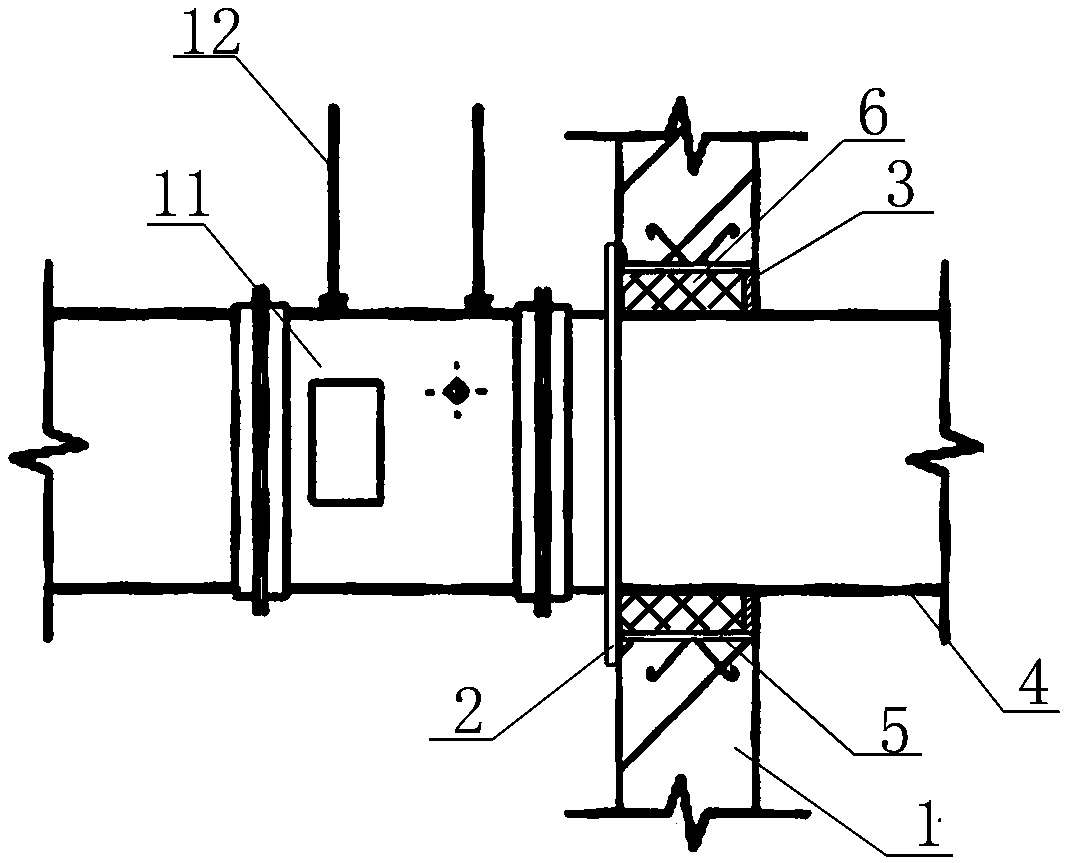 Horizontal duct wall penetrating system and construction method thereof