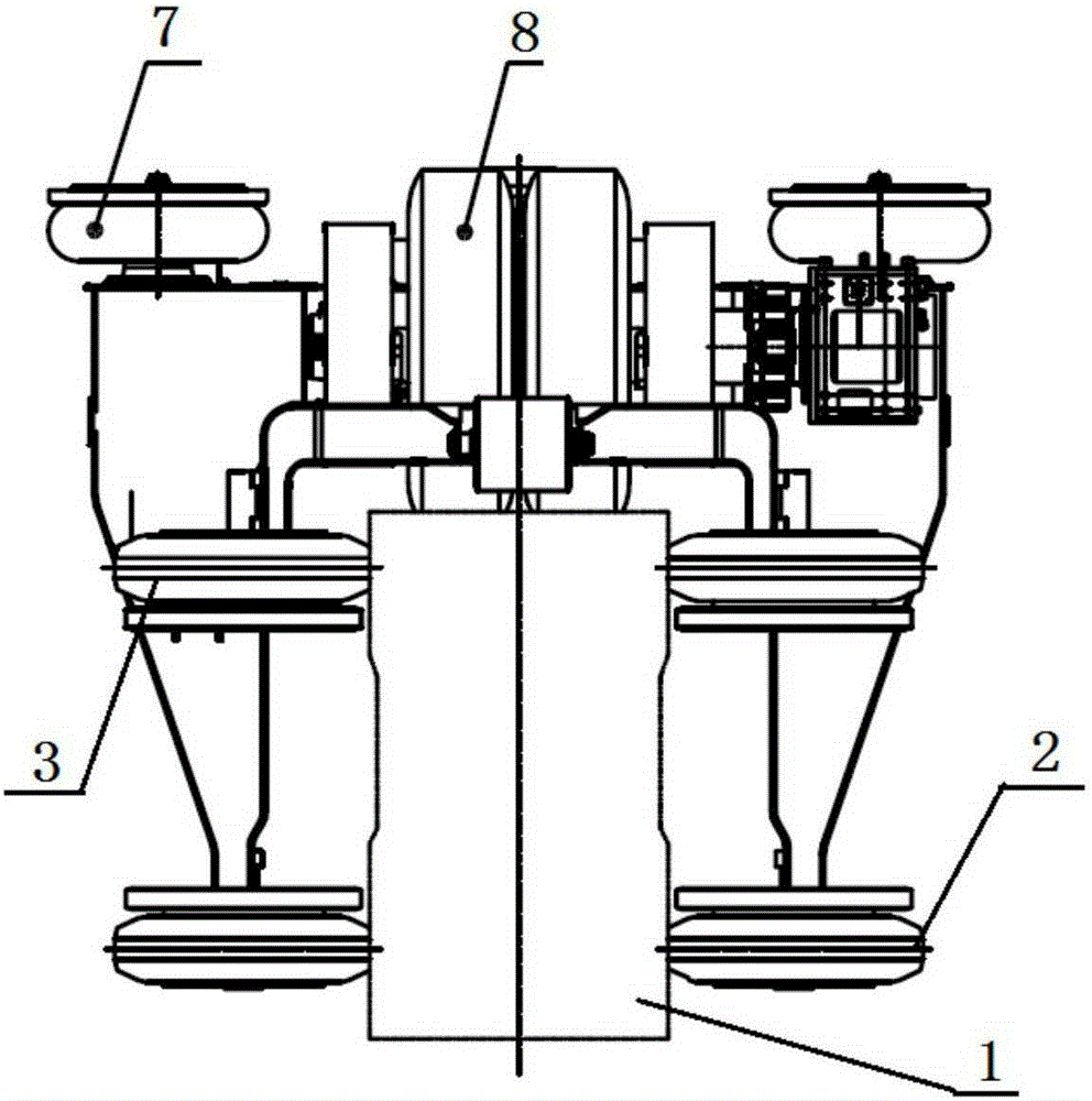 Directly-driven straddling-type gearless single-rail bogie