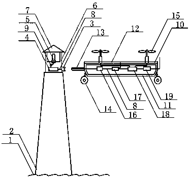 Device for supplying power from aerial power generation robot to high-rise lighthouse