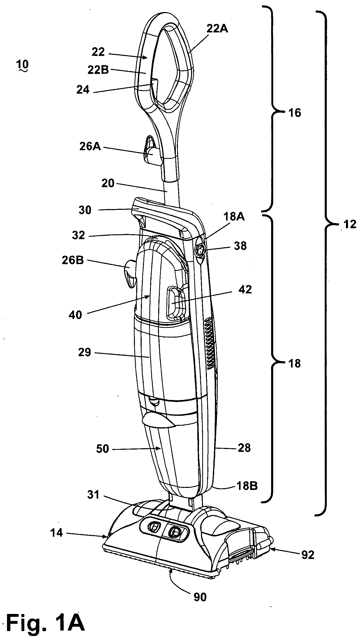 Bare floor cleaner with shut off valve