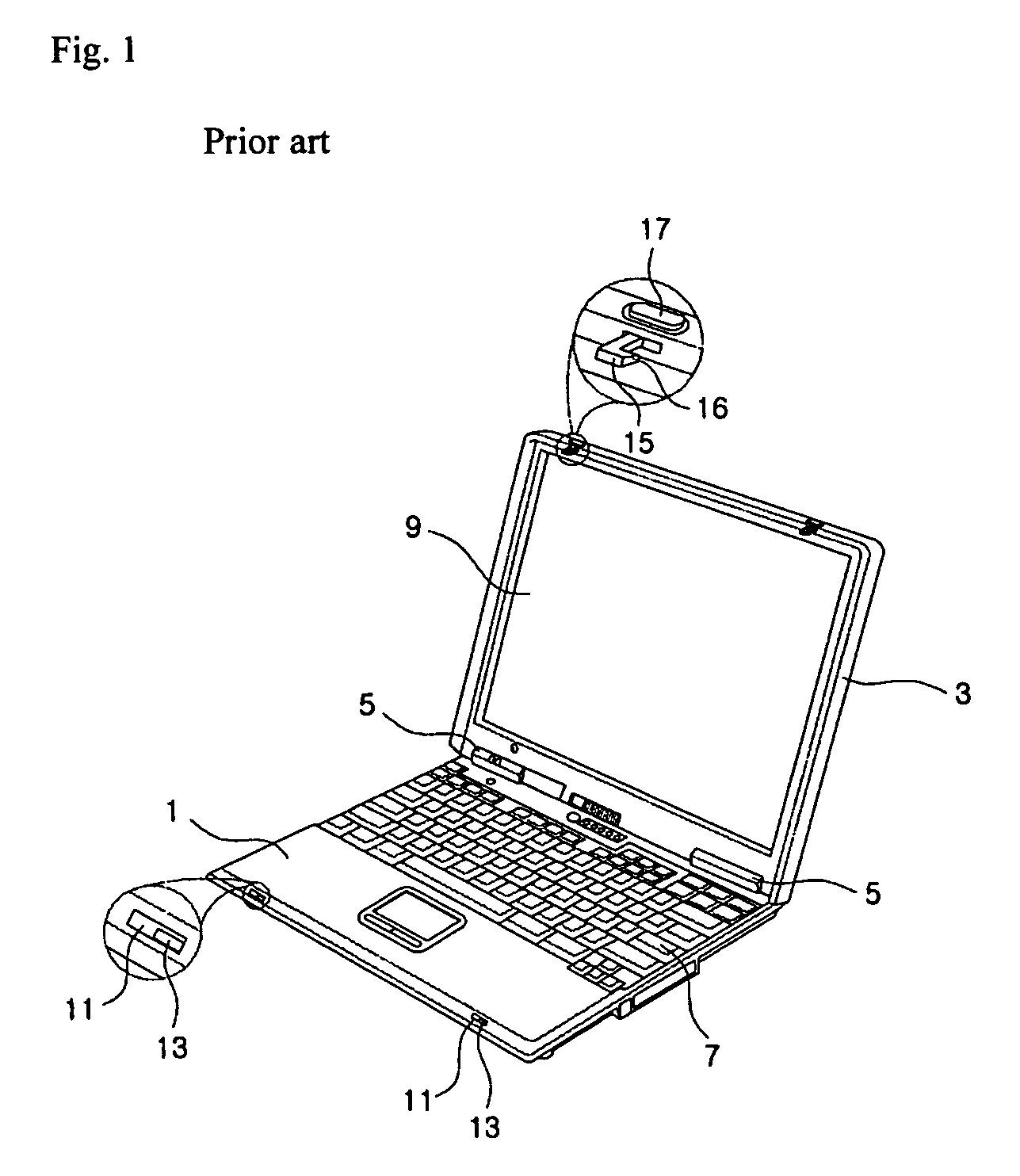 Latch device in portable computer