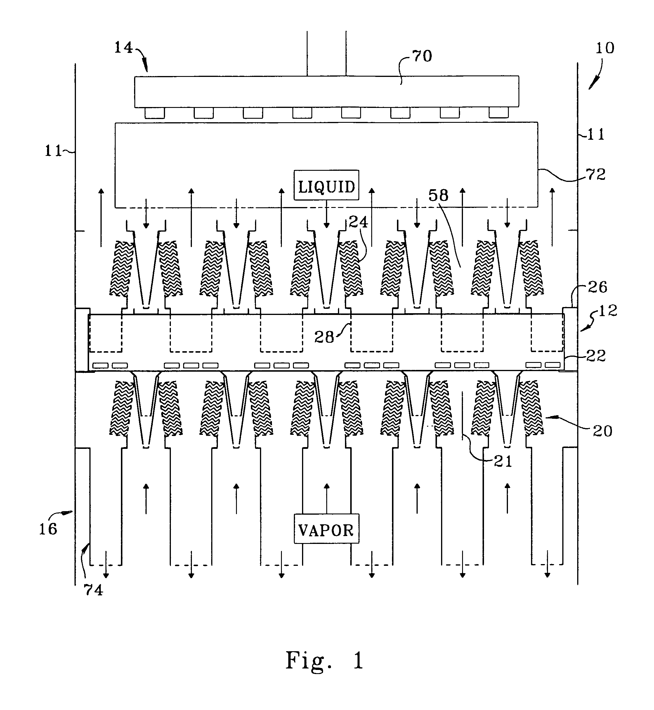 Co-current vapor-liquid contacting apparatus