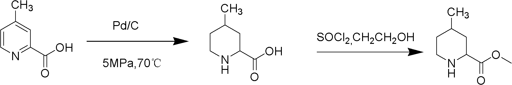 Method for preparing 4-methylpiperidine-2-carboxylate hydrochloride