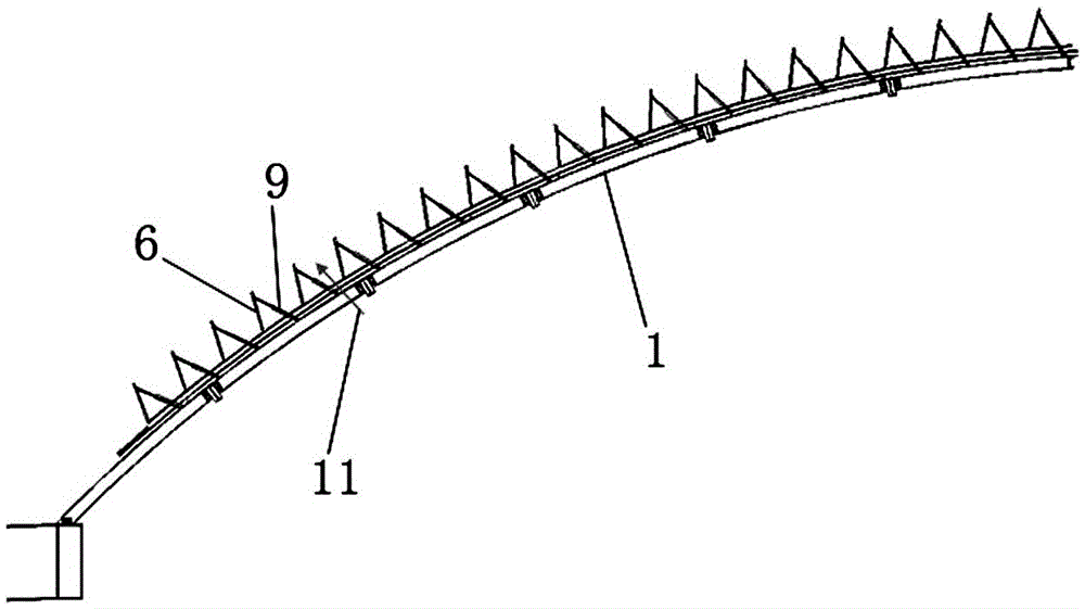 A curved glass lighting roof and its installation method