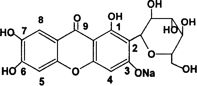 Preparation method and application of water-soluble mangiferin monosodium salt