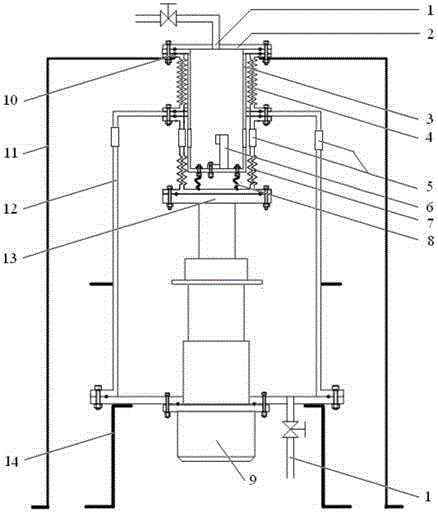 Non-contact vibrationless low-temperature solid interface thermal resistance testing arrangement