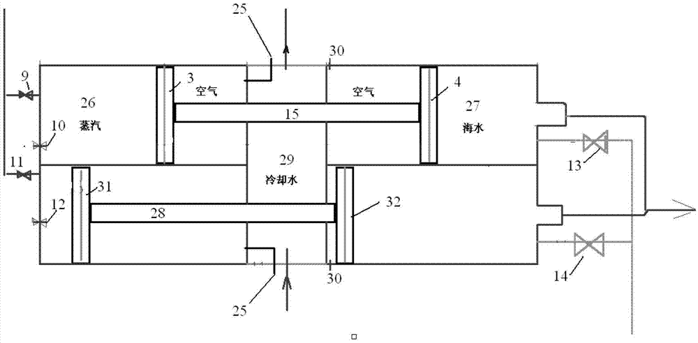 Sea water desalting plant with fixed bar mirror combination for linear solar condensation, and desalting method thereof