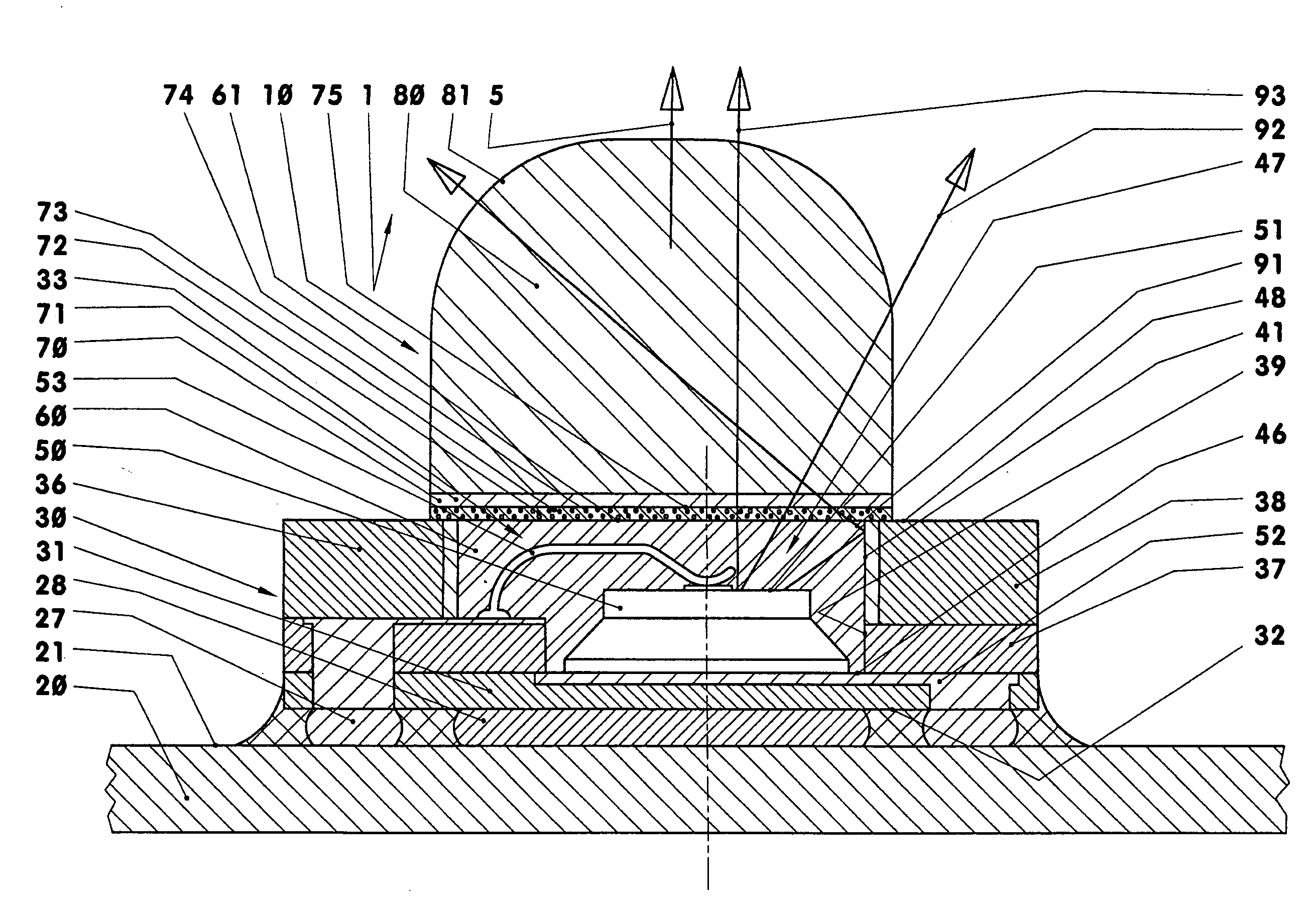 Light emitting semi-conductor diode (with high light output)