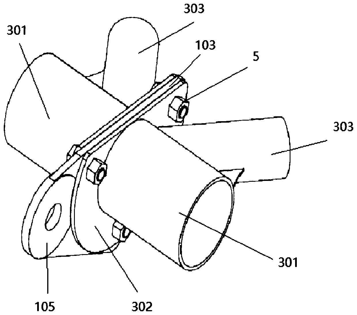 Large triangular composite material pipe truss modular connecting joint