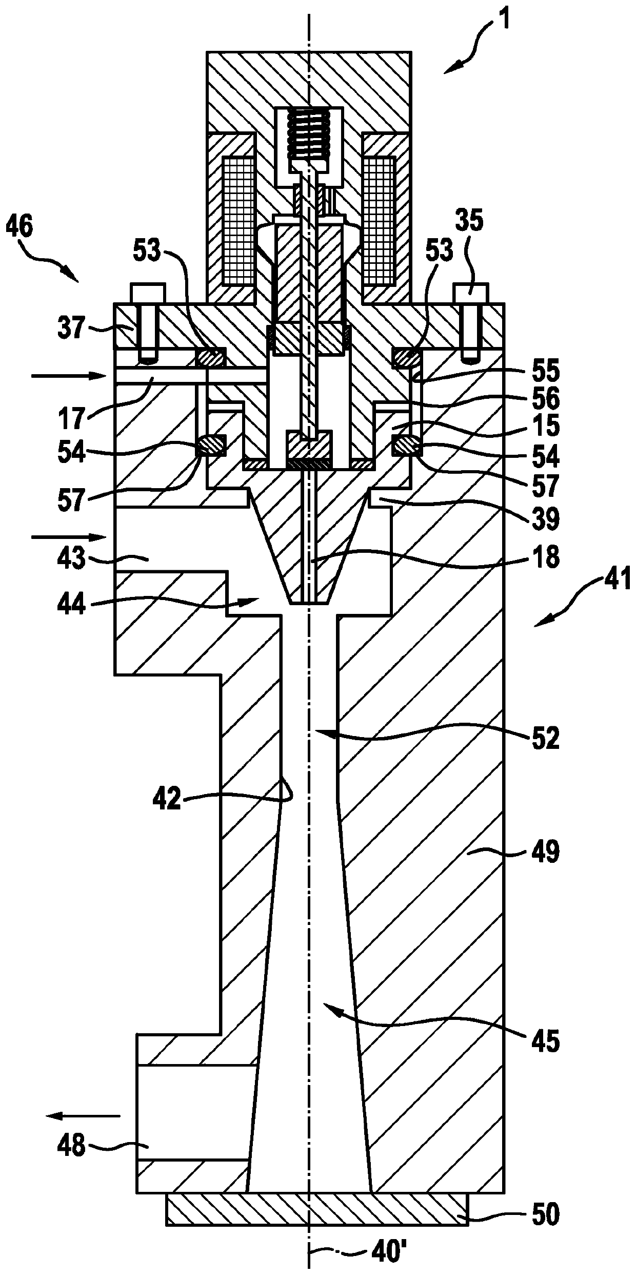 Metering valve and jet pump unit for controlling a gaseous medium