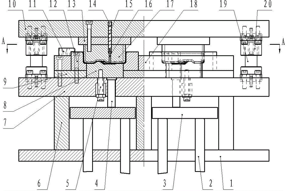 Left rear supporting plate and right rear supporting plate shape pressing die