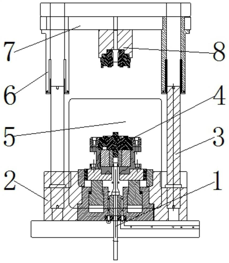 A lift-opening-mold-closing transmission structure for cold heading equipment