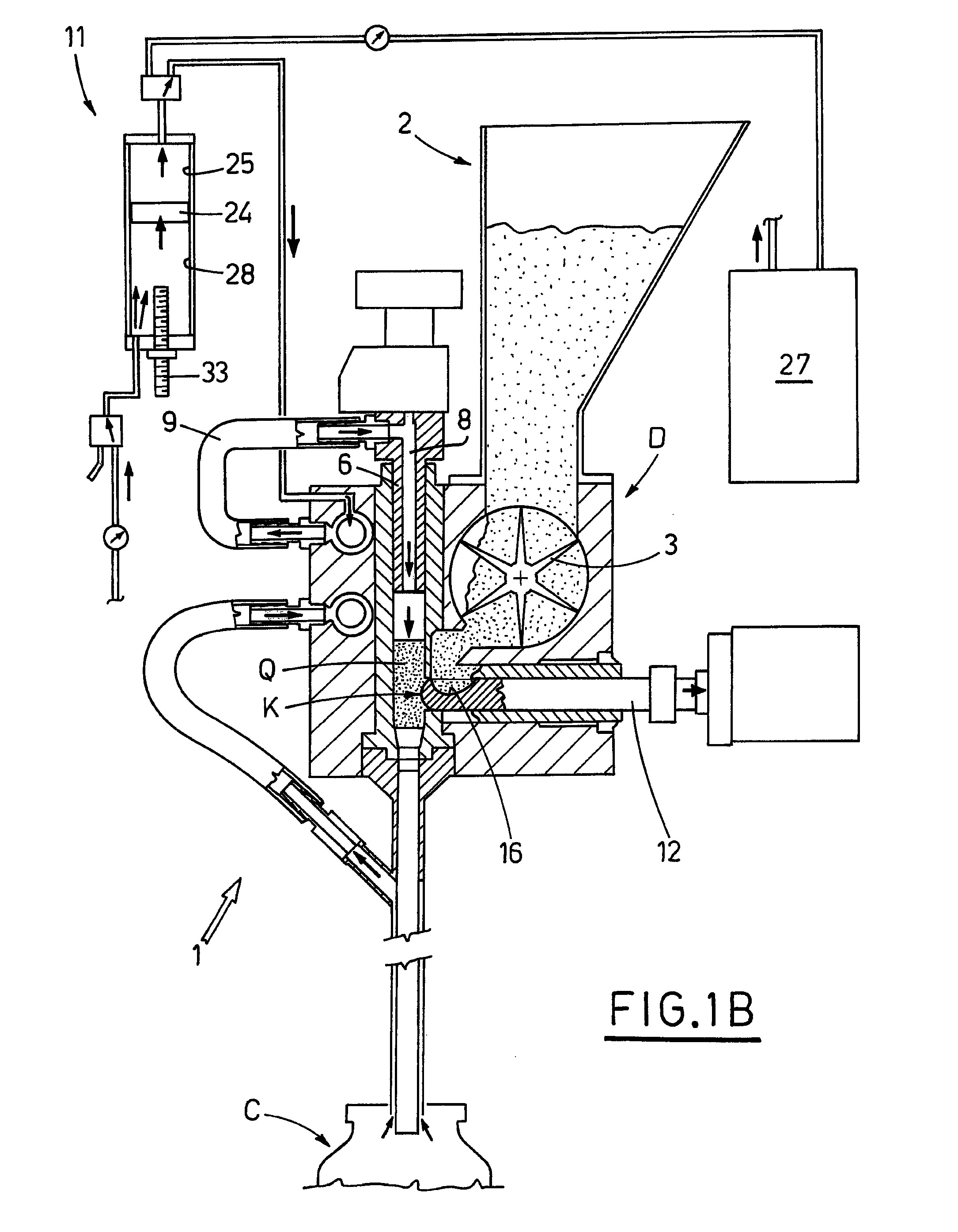 Method for batching powder and/or granular products internally of container elements and apparatus for actuating the method