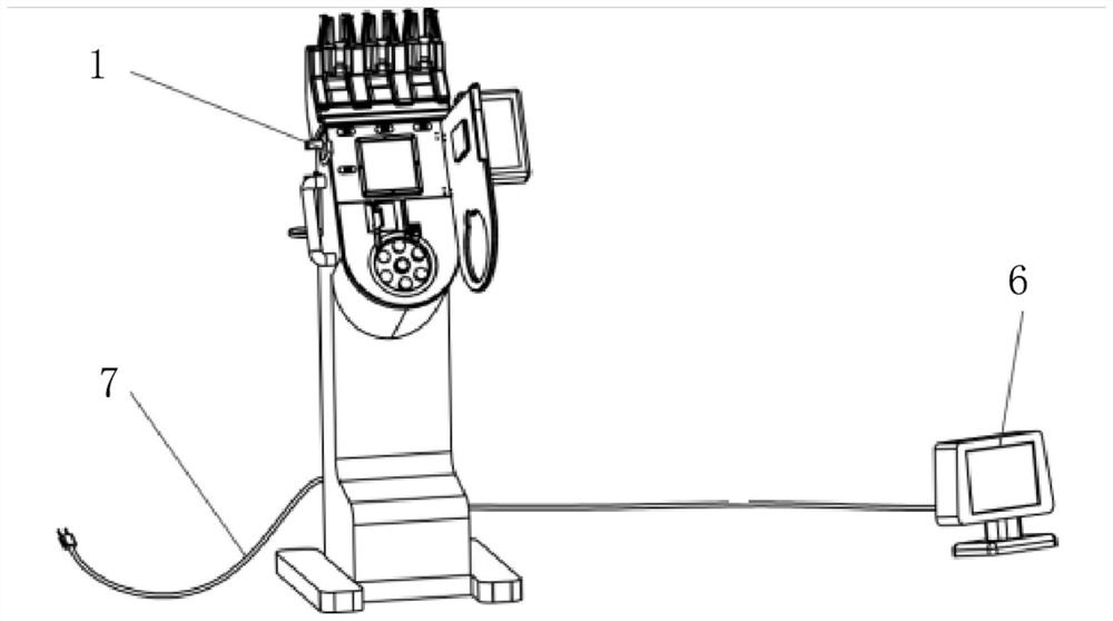 An automatic switching syringe-free high-pressure contrast injection device