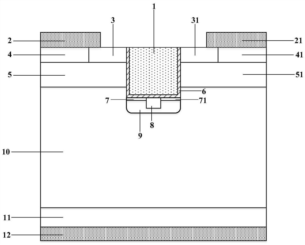 Silicon carbide MOSFET device with integrated diode and manufacturing method